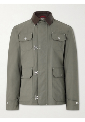 Brunello Cucinelli - Fireman Leather-Trimmed Cotton-Blend Jacket - Men - Green - IT 46