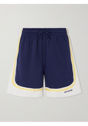 Aimé Leon Dore - Novelty Straight-Leg Logo-Embroidered Mesh Drawstring Shorts - Men - Blue - XS