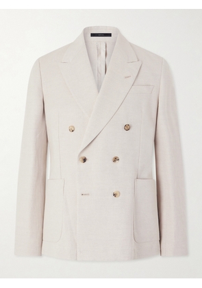 Paul Smith - Double-Breasted Linen and Cotton-Blend Blazer - Men - Neutrals - UK/US 36
