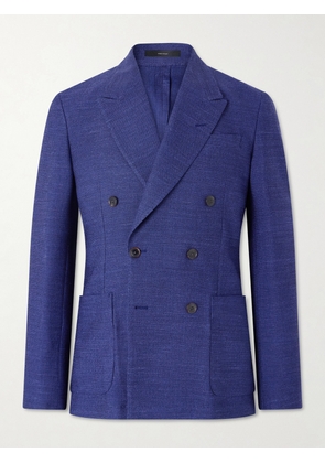 Paul Smith - Wool, Linen and Silk-Blend Double-Breasted Blazer - Men - Blue - UK/US 36