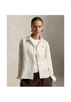 Wide Cropped Gingham Linen Shirt