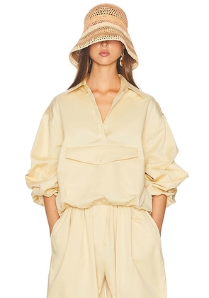 Helsa Cotton Twill Anorak in Pale Yellow - Yellow. Size S (also in ).