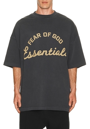 Fear of God ESSENTIALS Training 90's Short Sleeve Tee in Faded Iron Grey - Black. Size L (also in M, S, XL/1X, XS, XXL/2X, XXXL/3X).