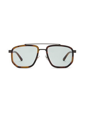 Gucci Noble Tip Rectangular Sunglasses in Ruthenium  Havana  & Blue - Brown. Size all.