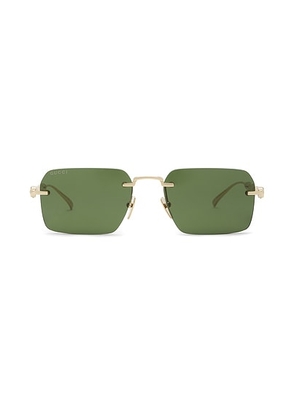 Gucci Rectangular Bamboo Metal Sunglasses in Gold & Green - Metallic Gold. Size all.