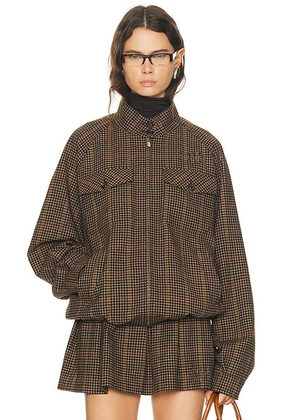 Miu Miu Pied De Poule Jacket in Cammello - Brown. Size 38 (also in ).