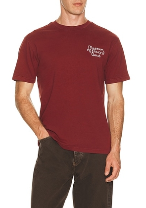 Museum of Peace and Quiet Scribble T-Shirt in Burgandy - Burgandy. Size L (also in M, S, XL/1X, XS).