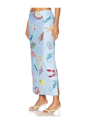 Oceanus Shell Hand Beaded Skirt in Blue. Size S. Also in M.