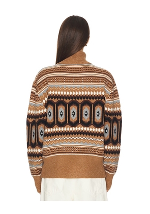 ALIGNE Christine Fairisle Pullover in Brown. Size L. Also in S, XS.
