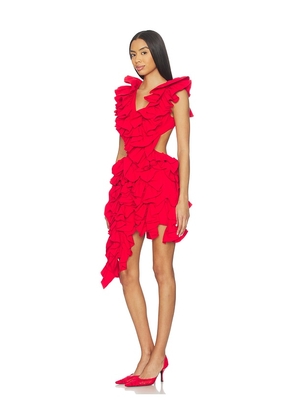 AKNVAS Olive Ruffle Dress in Red. Size 10. Also in 0, 6.