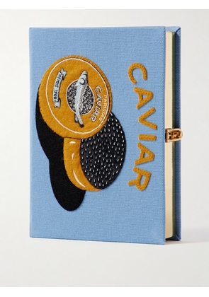 Olympia Le-Tan - Caviar Embroidered Appliquéd Canvas Clutch - Blue - One size