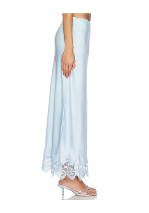 Bardot x REVOLVE Elisan Lace Satin Midi Skirt in Blue. Size 10. Also in 4, 2, 6, 8, 12.