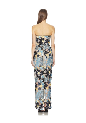 Bronx and Banco Dahlia Strapless Maxi Dress in Blue. Size L. Also in XS, S, M, XL.