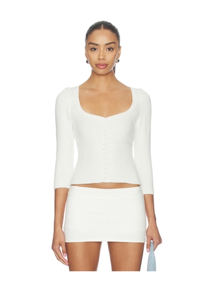 GUIZIO Rocie Sweetheart Cardigan in Ivory. Size L. Also in M, S, XL, XS, XXS.