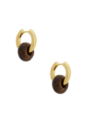 ANNI LU Glazed Donut Hoops in Brown,Metallic Gold.