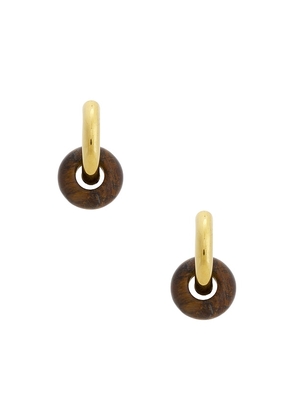 ANNI LU Glazed Donut Hoops in Brown,Metallic Gold.