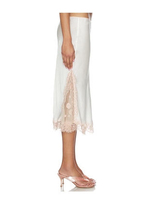 ASTA RESORT Nikolina Midi Skirt in White. Size L. Also in XS, S, M, XL.