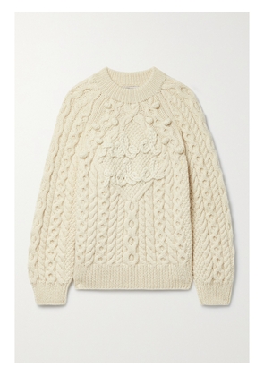 LINGUA FRANCA - Rebel Rebel Cable-knit Wool Sweater - Ivory - x small,small,medium,large,x large