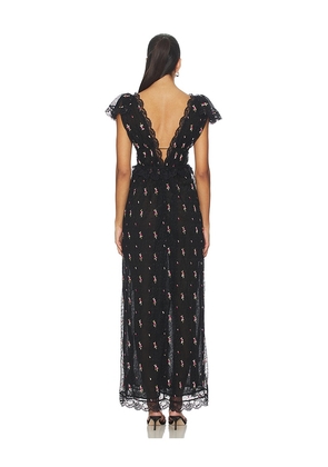 For Love & Lemons Poppy Pleated Lace Maxi Dress in Black. Size L. Also in XS, S.