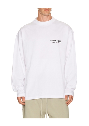 Fear of God ESSENTIALS Classic Fit Long Sleeve T-Shirt in White. Size L. Also in M, S, XL/1X, XS, XXL/2X.