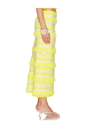 SIMKHAI Lula Knit Midi Skirt in Yellow. Size L. Also in M.