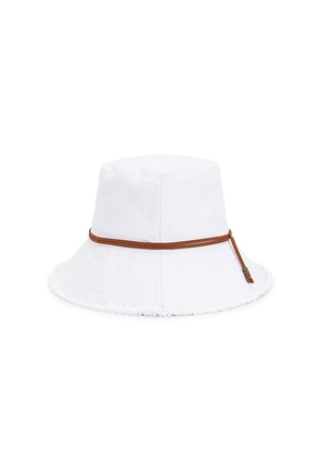 Hat Attack Fringed Bucket Hat in White.