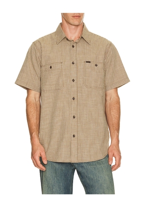 Filson Chambray Shirt in Brown. Size L. Also in M, S, XL/1X.