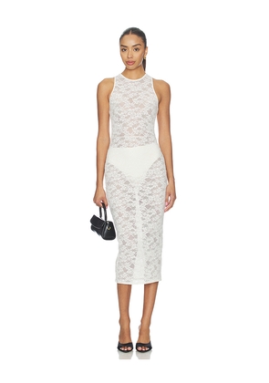 fleur du mal Le Stretch Lace Racer Tank Dress in Ivory. Size L. Also in M, S, XS.