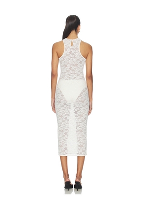 fleur du mal Le Stretch Lace Racer Tank Dress in Ivory. Size L. Also in XS, S, M.