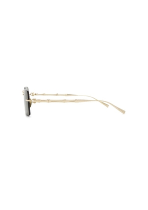 Gucci Rectangular Bamboo Metal Sunglasses in Metallic Gold.