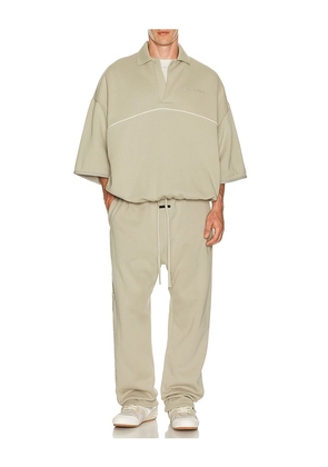 Fear of God ESSENTIALS Active Trace 3/4 Sleeve Modern Polo Sweatshirt in Grey. Size L. Also in XS, S, M, XL/1X, XXXL/3X.