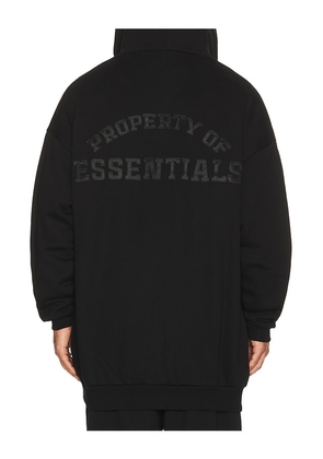 Fear of God ESSENTIALS Property Lounge Long Zip Hoodie in Black. Size L. Also in XS, S, M, XL/1X, XXL/2X.