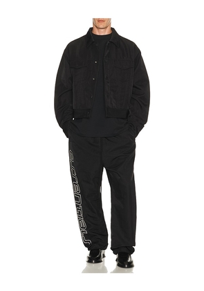Fear of God ESSENTIALS Trucker Jacket in Black. Size L. Also in M, XL/1X.