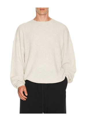 Fear of God ESSENTIALS Signature Waffle 90's Crewneck Sweater in Grey. Size L. Also in M, S, XL/1X, XS, XXL/2X, XXXL/3X.