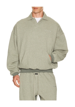 Fear of God ESSENTIALS Signature 90's Polo Sweatshirt in Grey. Size L. Also in M, S, XL/1X, XS, XXL/2X, XXXL/3X.
