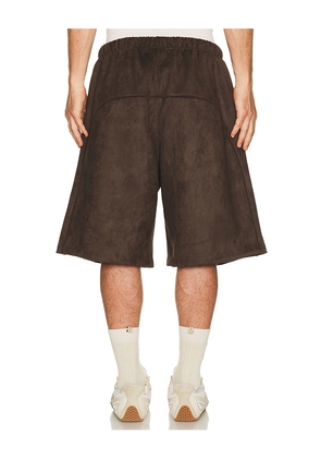 Fear of God ESSENTIALS Signature Relaxed Short in Brown. Size L. Also in XS, S, M.