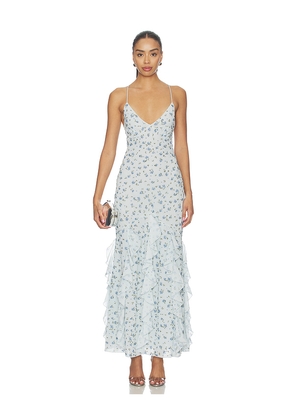 For Love & Lemons Elea Beaded Maxi Dress in Baby Blue. Size M. Also in S, XL, XS.