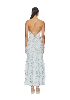 For Love & Lemons Elea Beaded Maxi Dress in Baby Blue. Size M. Also in XS, S, XL.
