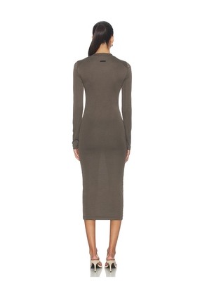 Fear of God ESSENTIALS Fitted Long Sleeve Dress in Brown. Size M. Also in XS, S.
