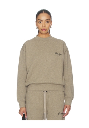 Fear of God ESSENTIALS Classic Crewneck Sweatshirt in Taupe. Size L. Also in M, S, XL, XS.