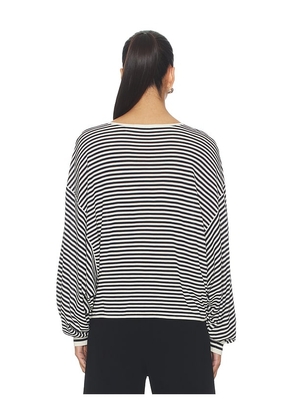 FRAME The Striped Slouchy Sweater in Cream,Black. Size L. Also in XS, S, M.