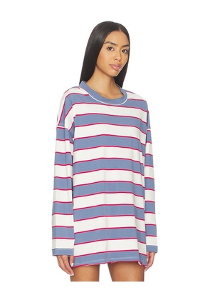 LIONESS Horizon Long Sleeve Top in Slate,White. Size S. Also in XS, M, L, XL, XXL.