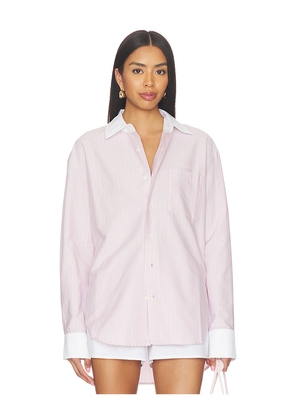 MOTHER The Roomie Frenchie Shirt in Rose. Size L. Also in M, S, XL, XS.