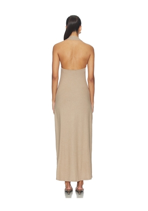 LESET Lauren Halter Maxi Dress in Nude. Size L. Also in M.