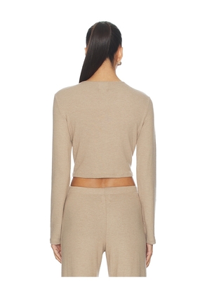 LESET Lauren Crop Cardigan II in Nude. Size L. Also in XS, S, M, XL.