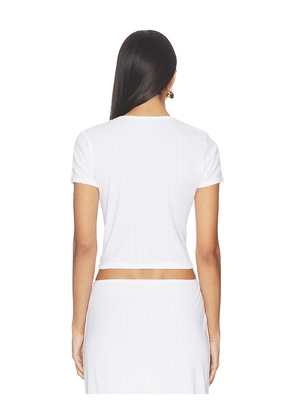 LESET Pointelle Baby Tee in White. Size L. Also in XS.