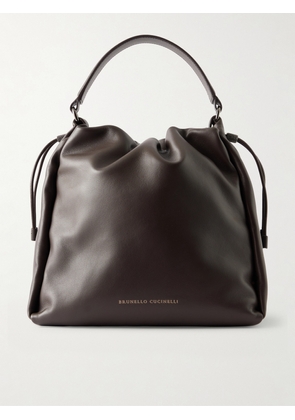 Brunello Cucinelli - Bead-embellished Leather Tote Bag - Brown - One size