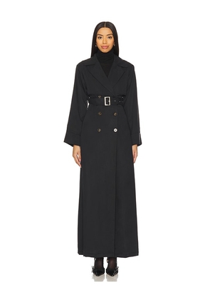 SNDYS Victoria Detachable Floor Length Trench in Black. Size S. Also in XS, XXS.