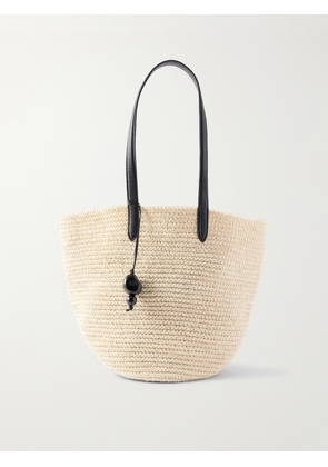 Hunting Season - Market Leather-trimmed Woven Raffia Tote - Black - One size
