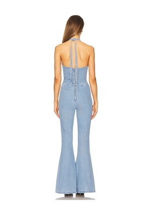 retrofete Kairi Denim Jumpsuit in Blue. Size M. Also in XS, L.